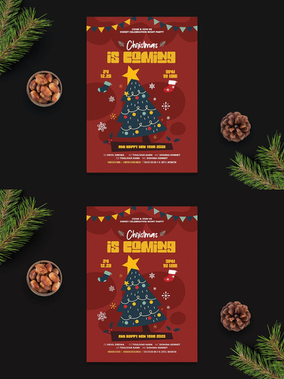 圣诞快乐庆祝传单模板 (PSD)