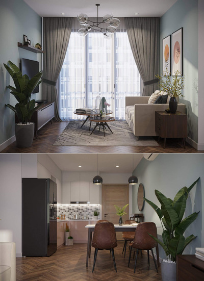 客厅和厨房餐厅设计 客厅餐厅场景3D模型（MAX）