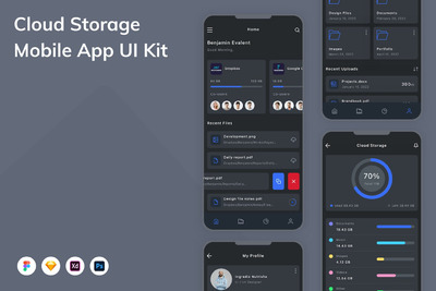 云存储移动应用APP UI KIT (FIG,PSD,SKETCH,XD)