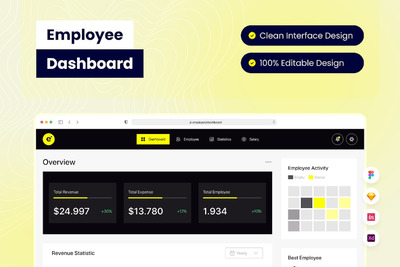 员工管理后台UI仪表板 (FIG,SKETCH,XD)