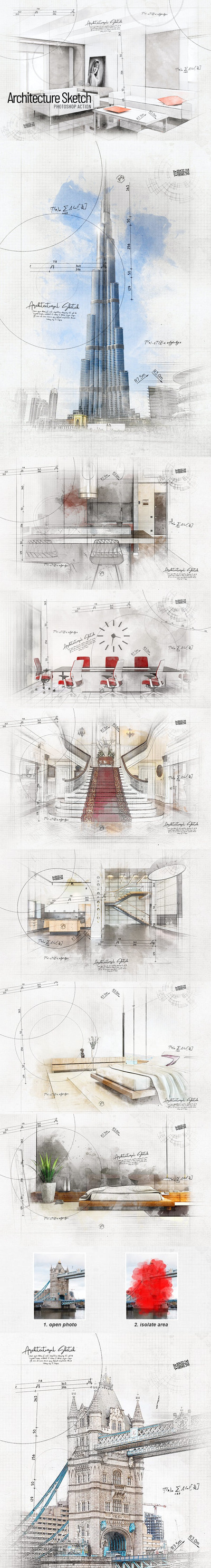 CAD建筑草图PS动作下载 (ABR,ATN,PAT)