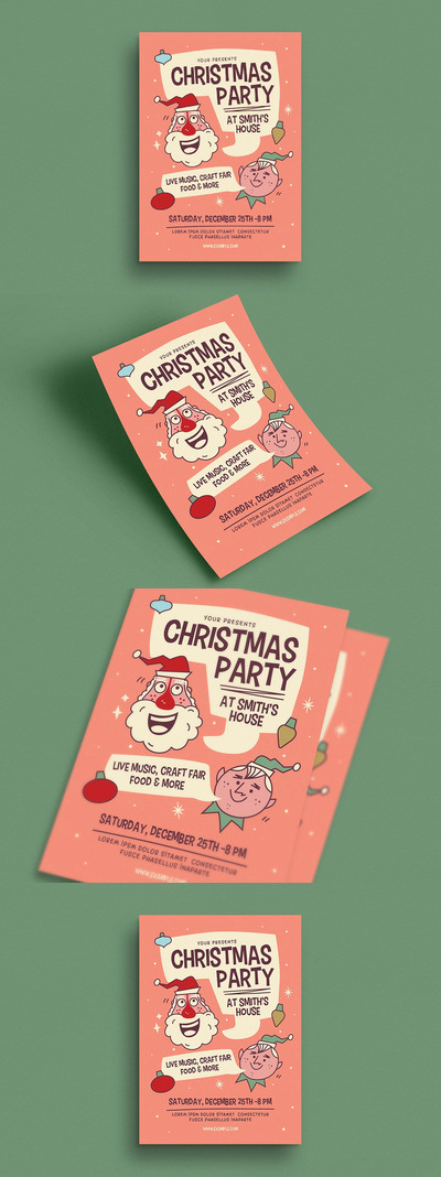 复古圣诞晚会活动传单海报 (AI,PSD)