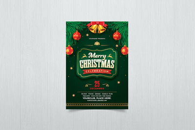 圣诞快乐装饰传单海报 (PSD)
