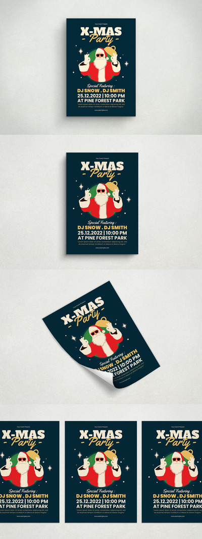 圣诞节圣诞老人海报传单模板 (AI,PSD)