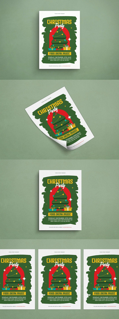 圣诞活动派对传单海报 (AI,PSD)
