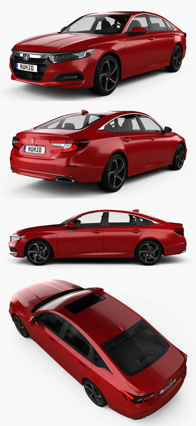 2021本田Honda Accord Sport US-spec sedan汽车3D模型（OBJ,FBX,MAX,C4D,LWO）