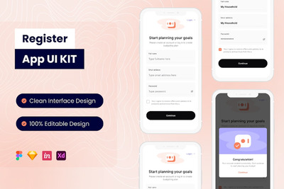 注册移动应用APP UI KIT (FIG,SKETCH,XD)