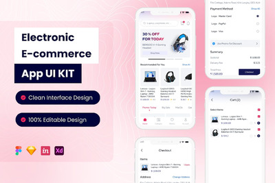 电商手机应用APP UI KIT (FIG,SKETCH,XD)