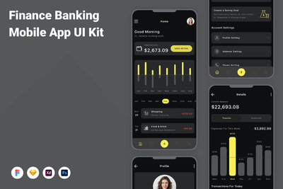 金融银行手机应用APP UI KIT (FIG,SKETCH,XD,PSD)