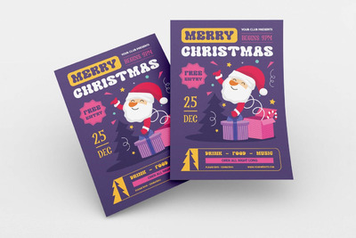 圣诞节主题圣诞老人礼品传单海报 (AI,EPS,JPG,PNG)