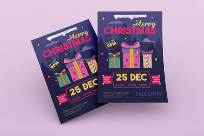 圣诞礼品活动推广海报模板 (AI,EPS,JPG,PNG)