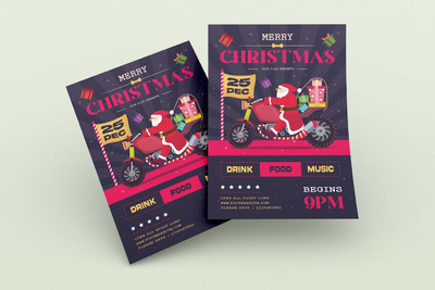 圣诞老人送礼派对传单海报模板 (AI,EPS,JPG,PNG)