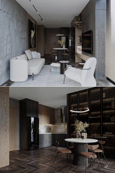 带餐厅的客厅设计 客厅场景3D模型（MAX）