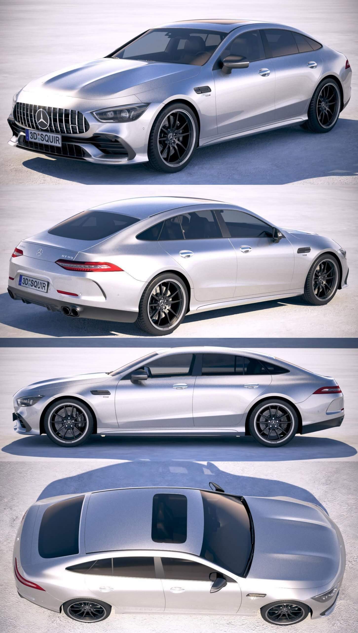 2019奔驰Mercedes AMG GT53汽车3D模型（OBJ,FBX,MAX,C4D,LWO）