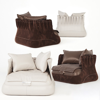 Saint Babila鞋带沙发 单人皮革沙发3D模型（OBJ,FBX,MAX）