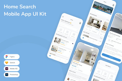 首页搜索移动应用UI套件 (FIG,PSD,SKETCH,XD)