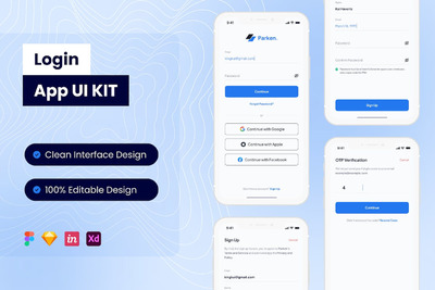 登录UI移动应用程序 (FIG,SKETCH,XD)
