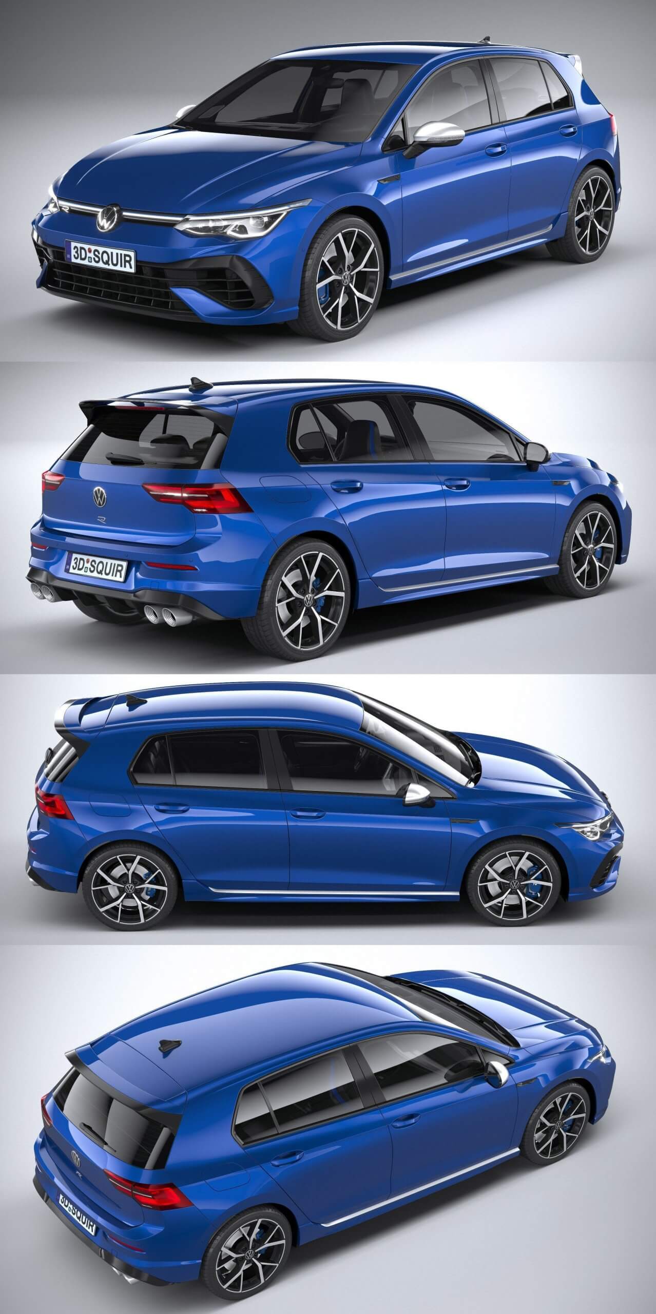2022大众高尔夫Volkswagen Golf R汽车3D模型（OBJ,FBX,MAX,C4D,LWO）