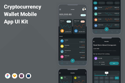 加密货币钱包移动应用APP UI KIT (SKETCH,FIG,XD,PSD)