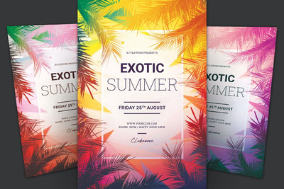 异国情调热带夏季海报传单 (PSD)