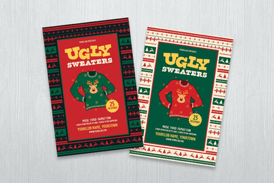 圣诞丑毛衣主题活动海报 (PSD)