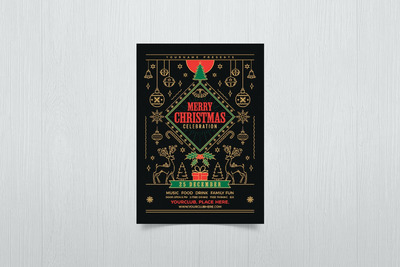 圣诞晚会派对海报传单模板 (PSD)