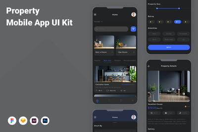 房产资产移动应用APP UI KIT (FIG,SKETCH,XD,PSD)