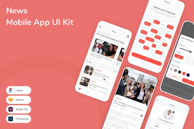 新闻移动应用APP UI KIT (FIG,PSD,SKETCH,XD)