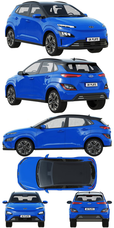 2022现代Hyundai KONA electric汽车3D模型（OBJ,FBX）