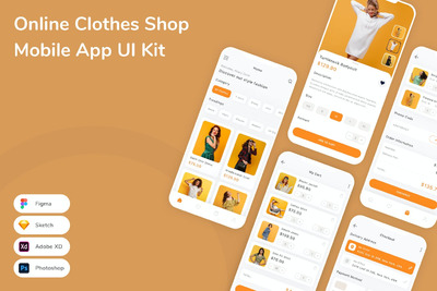 在线服饰电商 App UI Kit (FIG,PSD,SKETCH,XD)