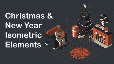 圣诞节和新年等距元素动画视频模板 (aep)