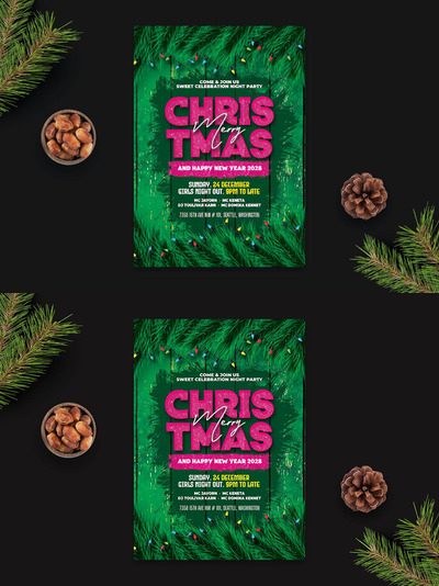 圣诞快乐庆祝传单海报模板 (PSD)