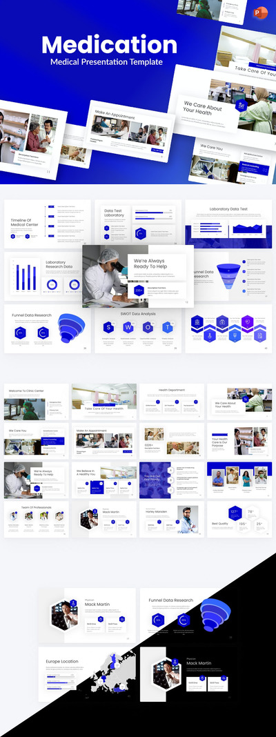 🔴时尚高端清新简约多用途的现代医学医疗健康行业powerpoint幻灯片演示模板（pptx）