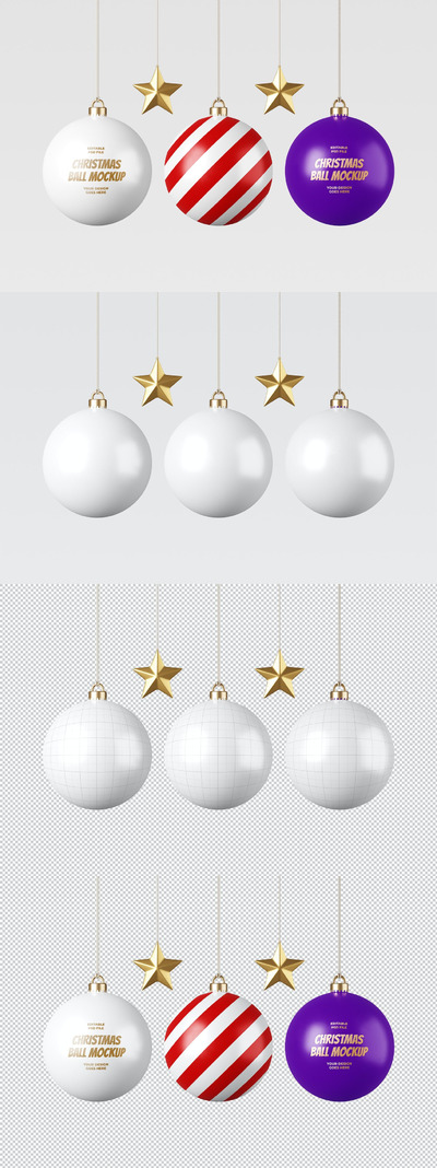 吊挂圣诞球设计展示样机 (PSD)