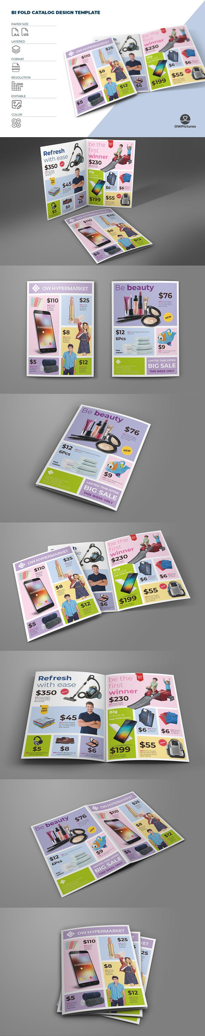 商店产品目录双折页宣传册设计模板 (INDD)