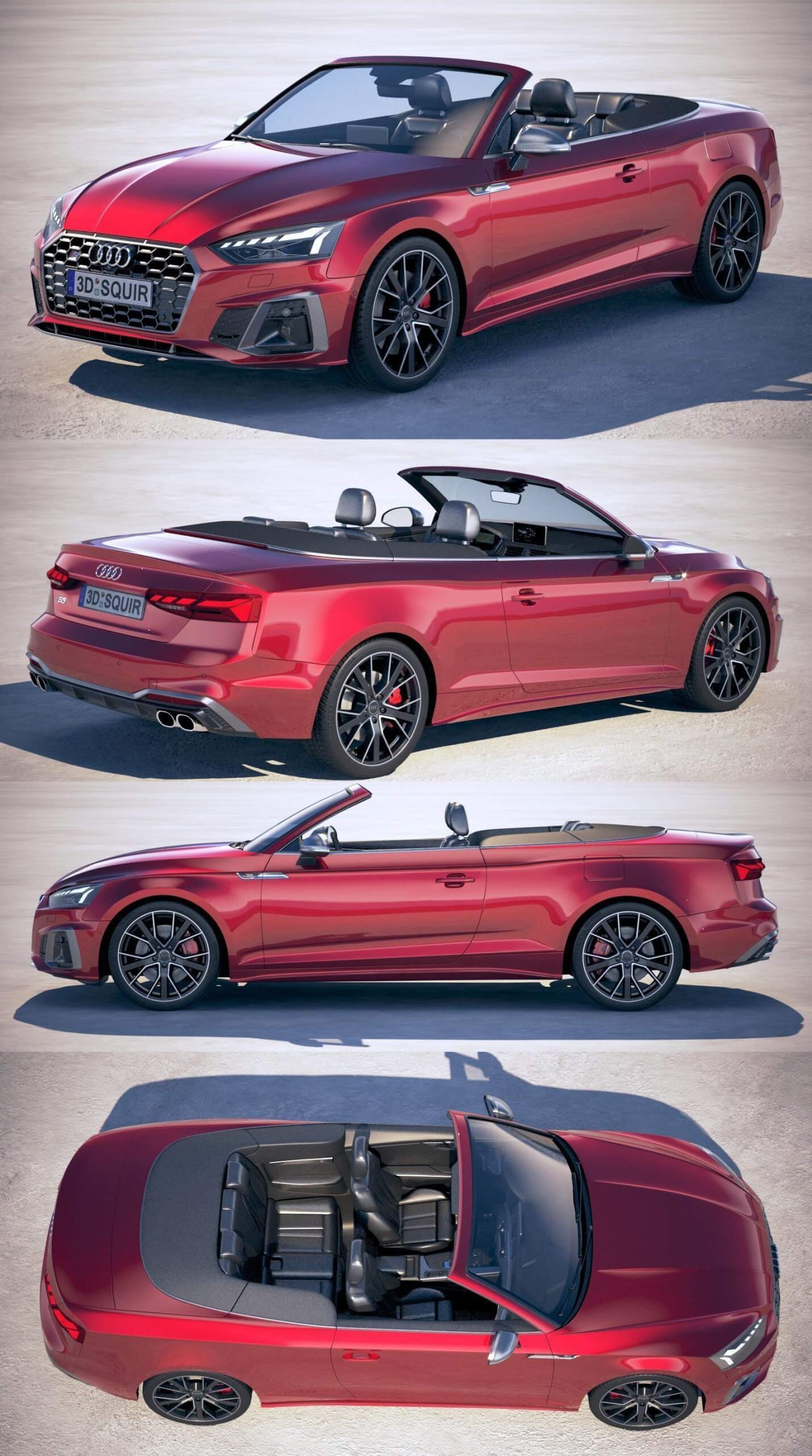 2020奥迪Audi S5 Cabrio敞篷汽车3D模型（OBJ,FBX,MAX,C4D,LWO）