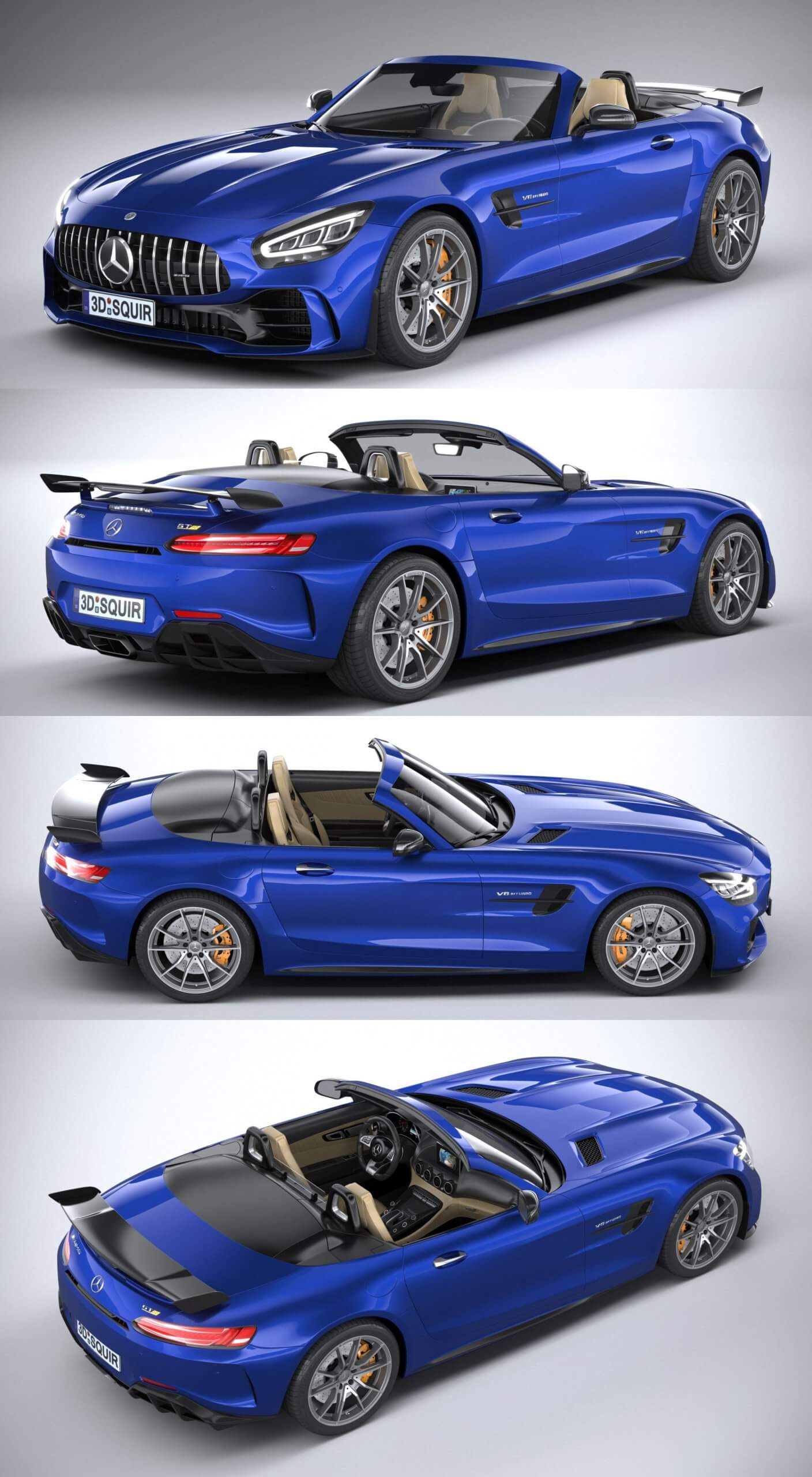 2020奔驰Mercedes-Benz AMG GT R Roadster敞篷跑车3D模型（OBJ,FBX,MAX）