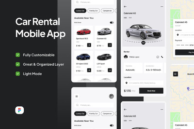 租车移动应用  APP UI KIT (FIG)