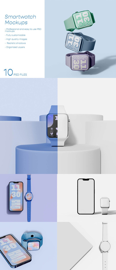 数字智能苹果手表屏幕样机 (PSD)