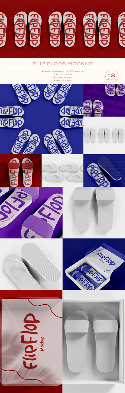 夏季拖鞋人字拖设计样机 (PSD)