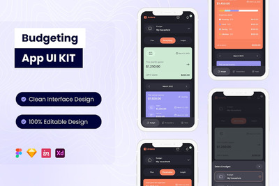 预算移动应用  APP UI KIT (FIG,SKETCH,XD)