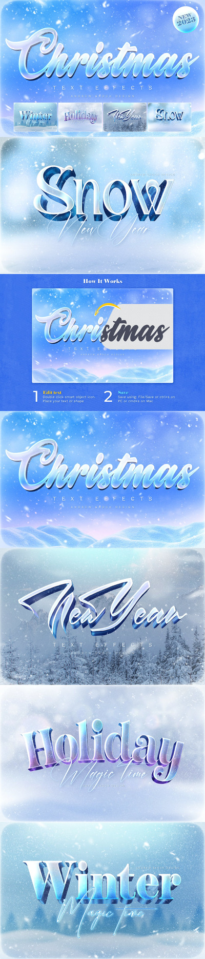 🔴时尚高端好用的新年圣诞节立体字体设计图层样式-PSD