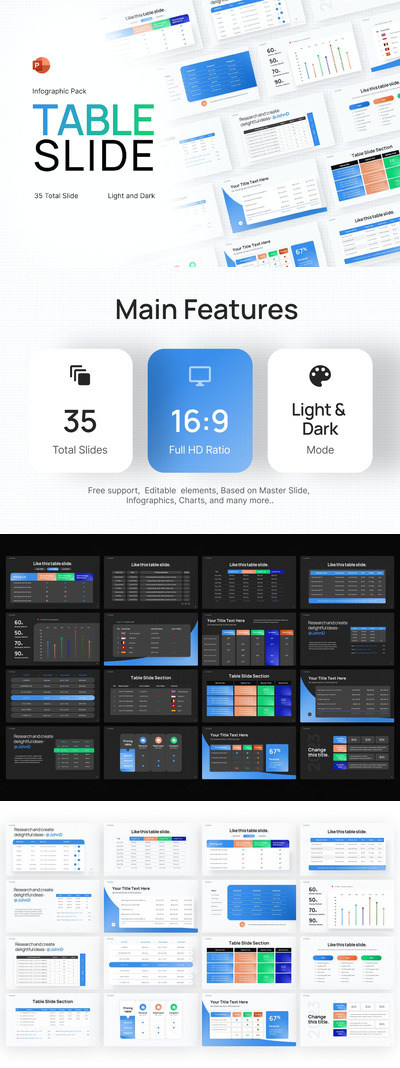表格幻灯片信息图表ppt模板 (PPTX)