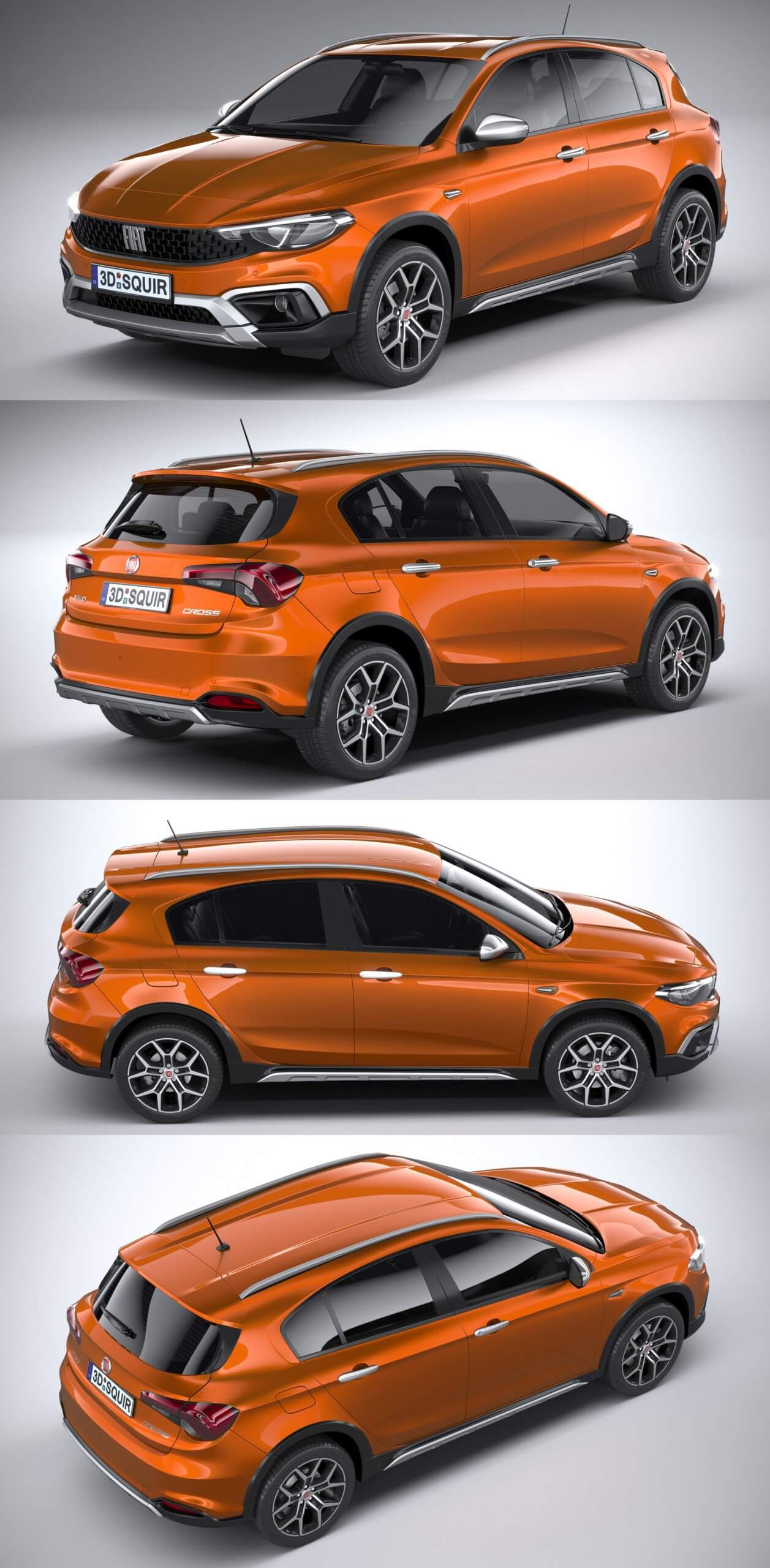 2021菲亚特Fiat Tipo Cross汽车3D模型（OBJ,FBX,MAX,C4D,LWO）
