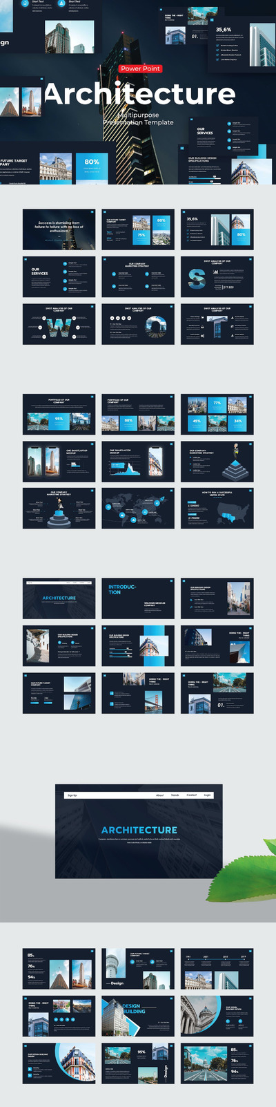 建筑设计作品展示ppt模板 (PPT,PPTX)
