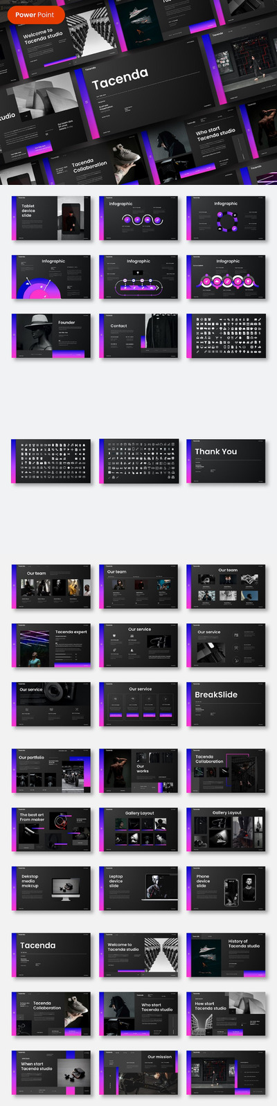 渐变暗黑主题产品发布展示ppt模板 (PPTX)