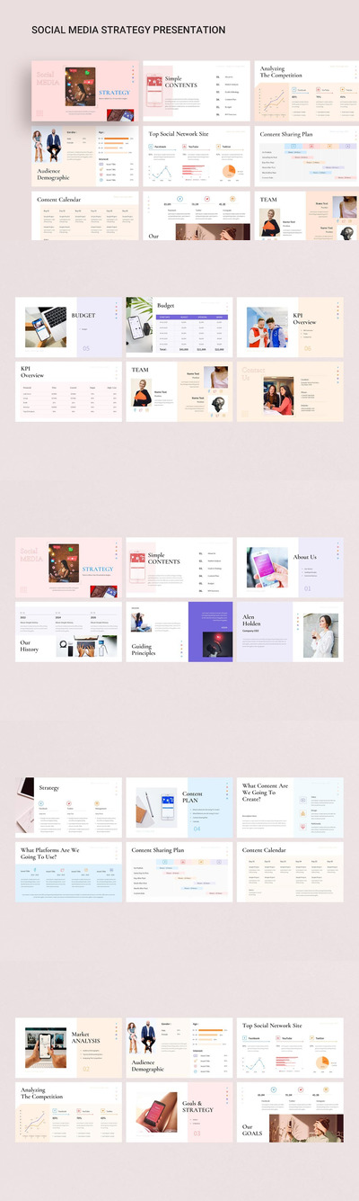 社交媒体策略ppt演示文稿模板 (PPTX)