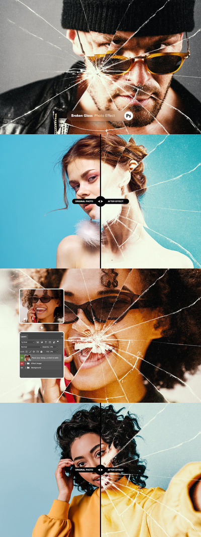 碎玻璃照片效果 (PSD)