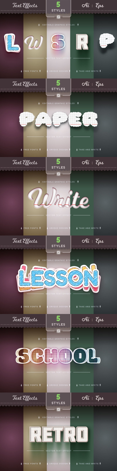 校园风格可编辑文本效果 (AI,EPS)
