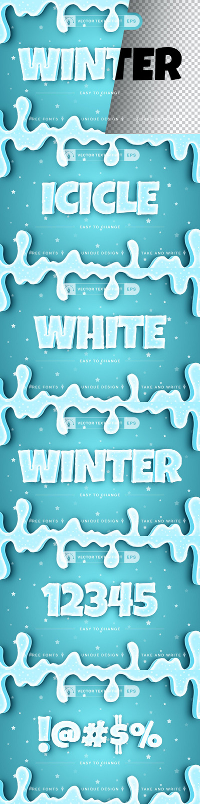 冰冻字体可编辑文本效果，字体样式 (Ai)